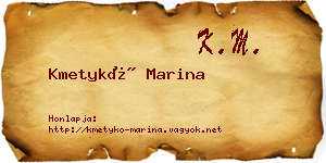 Kmetykó Marina névjegykártya